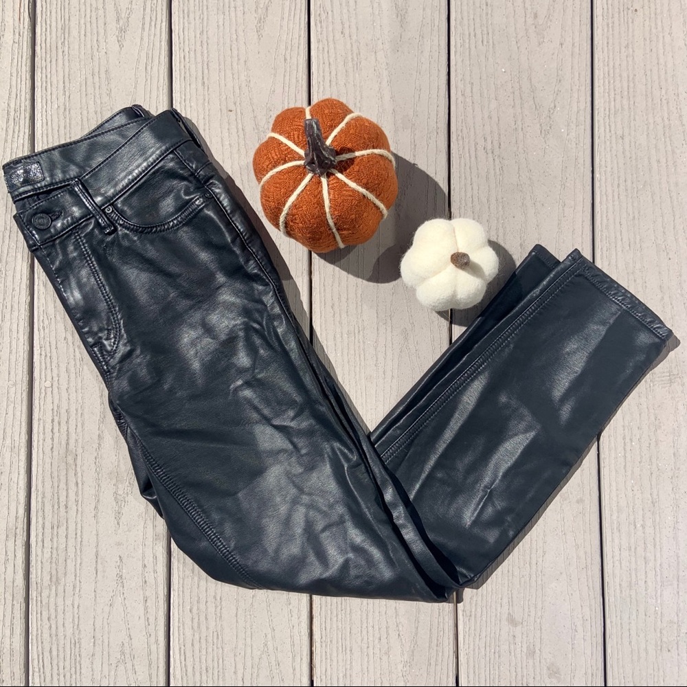 MOTHER The Muse Black Vegan Leather Skinny Pants